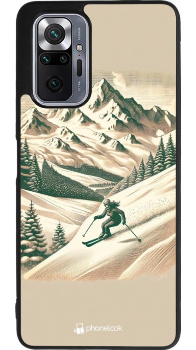 Coque Xiaomi Redmi Note 10 Pro Max - Silicone rigide noir Vintage Ski Mountain