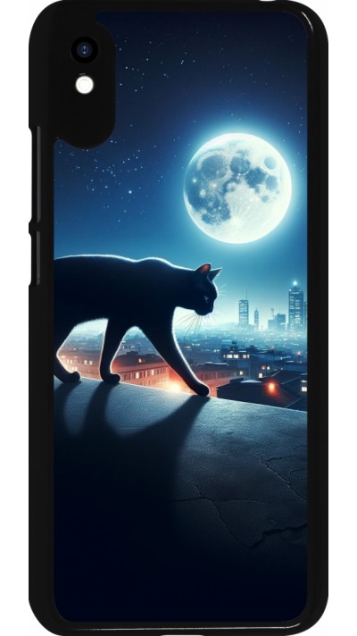 Coque Xiaomi Redmi 9A - Chat noir sous la pleine lune