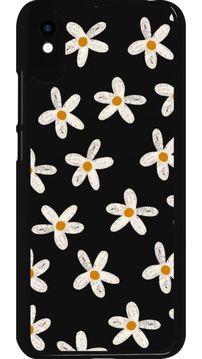 Coque Xiaomi Redmi 9A - Easter 2024 white on black flower