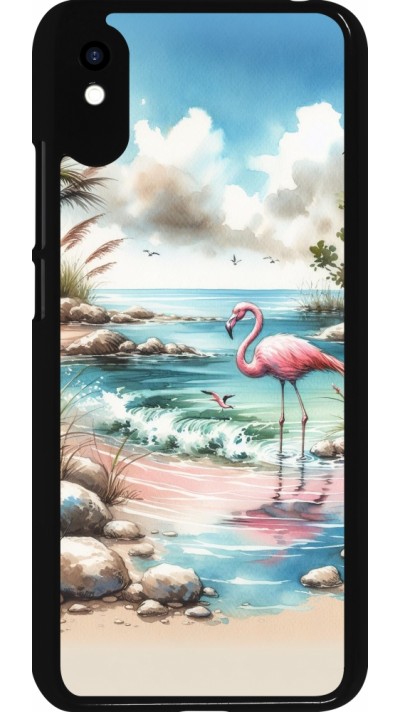 Coque Xiaomi Redmi 9A - Flamant rose aquarelle