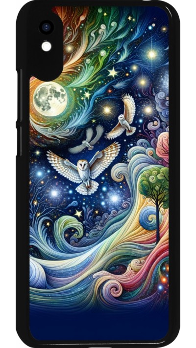 Coque Xiaomi Redmi 9A - hibou volant floral