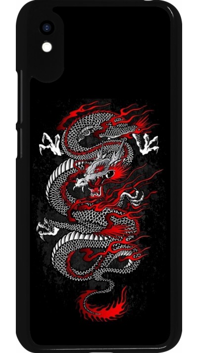 Coque Xiaomi Redmi 9A - Japanese style Dragon Tattoo Red Black