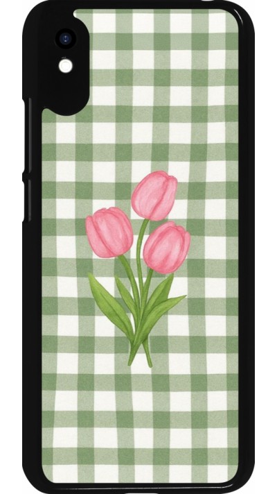 Coque Xiaomi Redmi 9A - Green vichy tulips Spring 2026