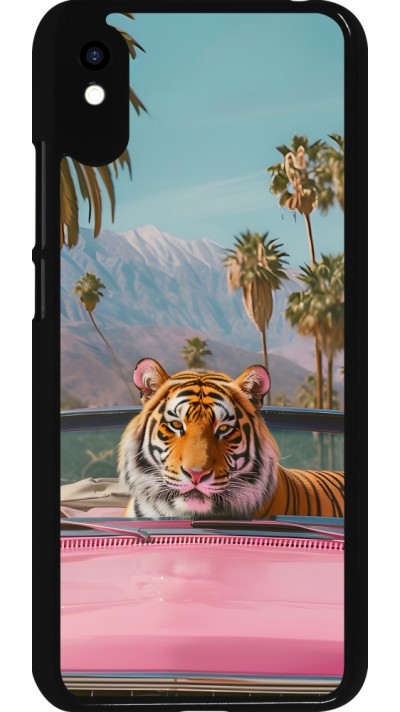 Coque Xiaomi Redmi 9A - Tigre voiture rose