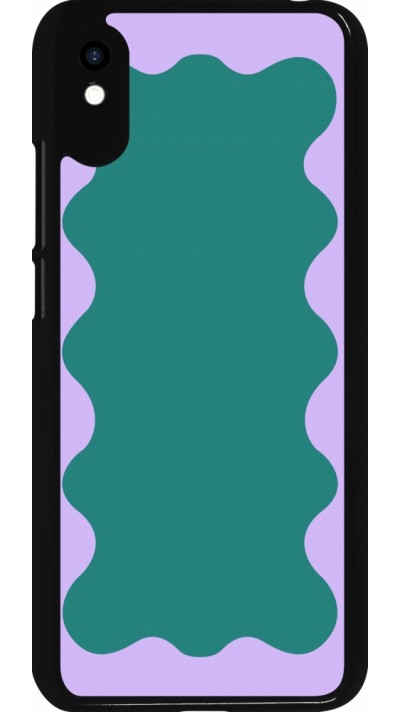 Xiaomi Redmi 9A Case Hülle - Wavy Rectangle Green Purple