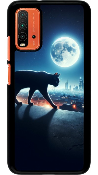 Xiaomi Redmi 9T Case Hülle - Schwarze Katze unter dem Vollmond