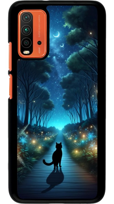 Xiaomi Redmi 9T Case Hülle - Schwarze Katze Spaziergang