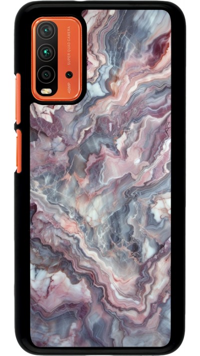 Xiaomi Redmi 9T Case Hülle - Violetter silberner Marmor