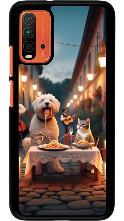 Xiaomi Redmi 9T Case Hülle - Valentin 2024 Hund & Katze Kerzenlicht