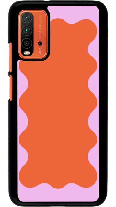 Xiaomi Redmi 9T Case Hülle - Wavy Rectangle Orange Pink