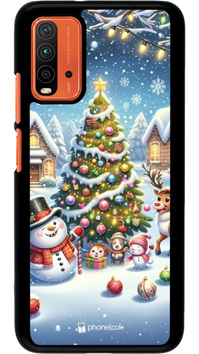 Xiaomi Redmi 9T Case Hülle - Weihnachten 2023 Schneemann und Tannenbaum