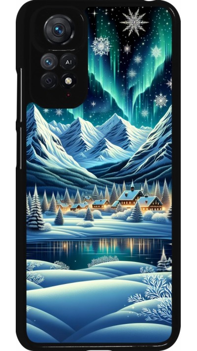 Xiaomi Redmi Note 11 / 11S Case Hülle - Verschneites Bergdorf am See in der Nacht