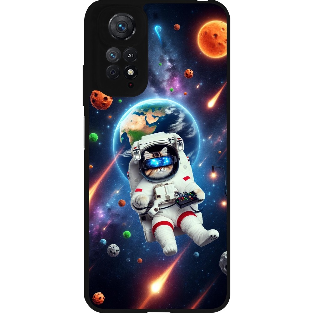 Xiaomi Redmi Note 11 / 11S Case Hülle - Silikon schwarz VR SpaceCat Odyssee
