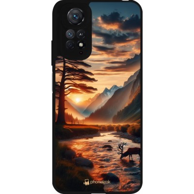 Xiaomi Redmi Note 11 / 11S Case Hülle - Silikon schwarz Tal Sonnenuntergang Hirsch Baum