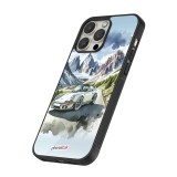 iPhone 12 / 12 Pro Case Hülle - Silikon schwarz Porsche 911 Berg Aquarell