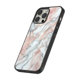 iPhone 12 / 12 Pro Case Hülle - Silikon schwarz Rosa Leuchtender Marmor