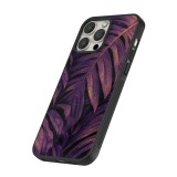 iPhone 12 / 12 Pro Case Hülle - Silikon schwarz Purple Light Leaves
