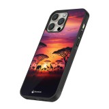 iPhone 12 / 12 Pro Case Hülle - Silikon schwarz Safari Sonnenuntergang Wildtiere