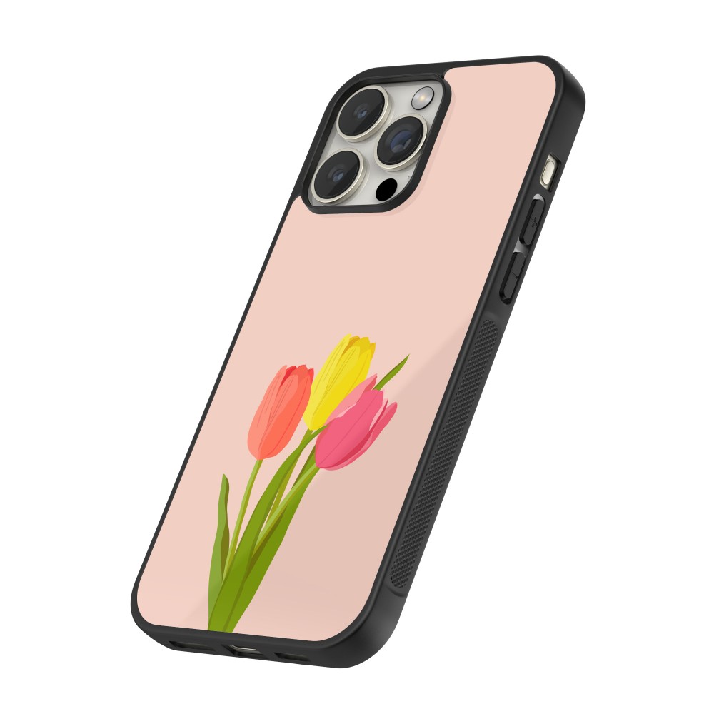 iPhone 12 / 12 Pro Case Hülle - Silikon schwarz Spring 23 tulip trio