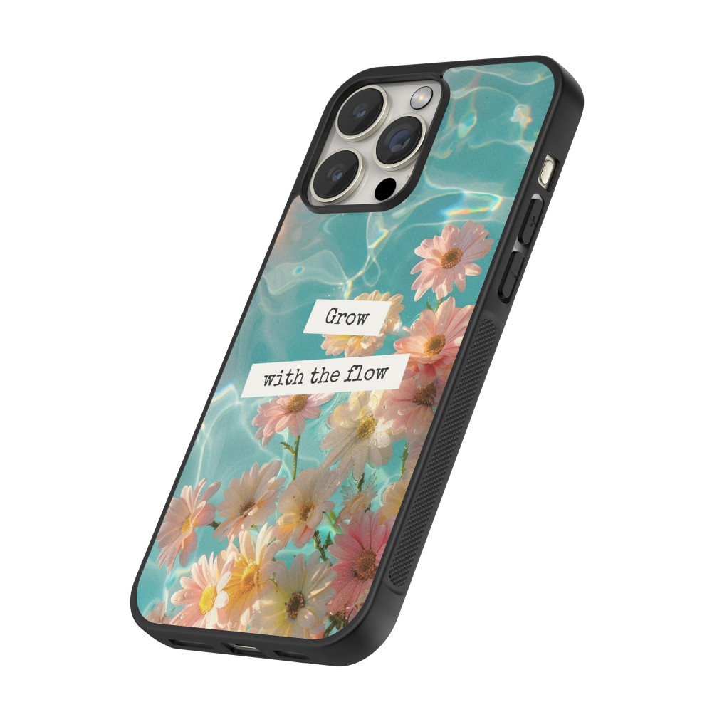 iPhone 12 / 12 Pro Case Hülle - Silikon schwarz Summer 2025 Grow with the flow