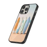 iPhone 12 / 12 Pro Case Hülle - Silikon schwarz Summer surfboard 2025