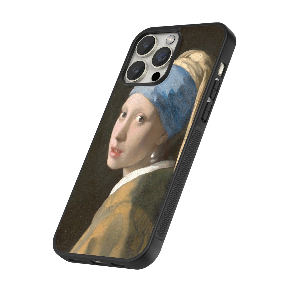 iPhone 12 / 12 Pro Case Hülle - Silikon schwarz Kunstbild - Das Mädchen mit dem Perlenohrring - Jan Vermeer