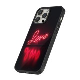 iPhone 12 / 12 Pro Case Hülle - Silikon schwarz Valentine 2025 Neon Liebe