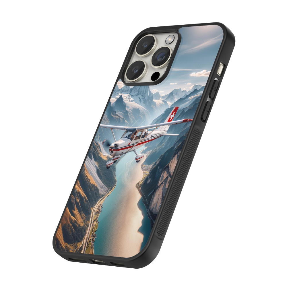 iPhone 12 / 12 Pro Case Hülle - Silikon schwarz Schweizer Alpenflug