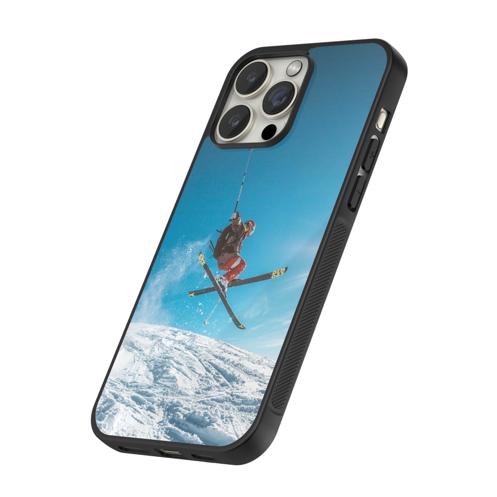 iPhone 12 / 12 Pro Case Hülle - Silikon schwarz Winter 22 Ski Jump