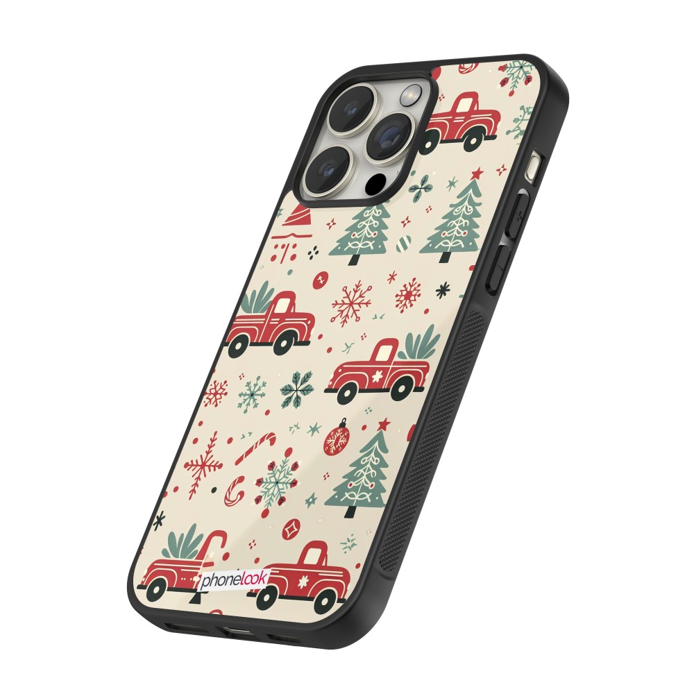 iPhone 12 / 12 Pro Case Hülle - Silikon schwarz Weihnachten 2024 Lkw Tanne