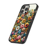 iPhone 13 Pro Max Case Hülle - Silikon schwarz Sommer Blumenmuster