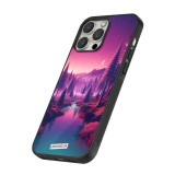 iPhone 14 Pro Max Case Hülle - Silikon schwarz Lila-rosa Landschaft