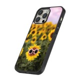 iPhone 14 Pro Max Case Hülle - Silikon schwarz Sunflower with glasses Spring 2026