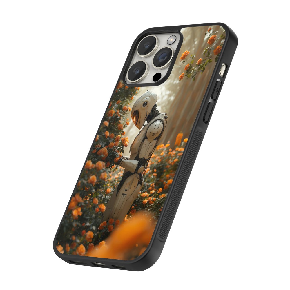 iPhone 16 Pro Max Case Hülle - Silikon schwarz Astronaut flowers 2025