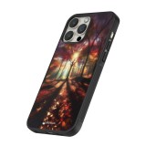 iPhone 16 Pro Max Case Hülle - Silikon schwarz Herbstlicher goldener Glanz