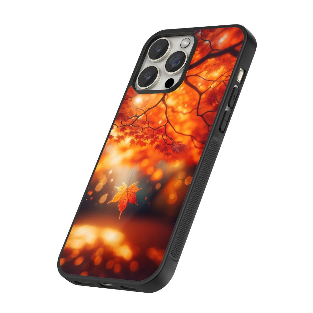 iPhone 16 Pro Max Case Hülle - Silikon schwarz Herbst Magisch Orange