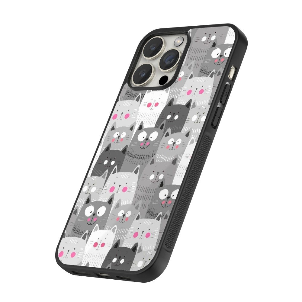 iPhone 16 Pro Max Case Hülle - Silikon schwarz Katzenschwärme