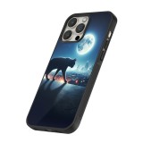 iPhone 16 Pro Max Case Hülle - Silikon schwarz Schwarze Katze unter dem Vollmond
