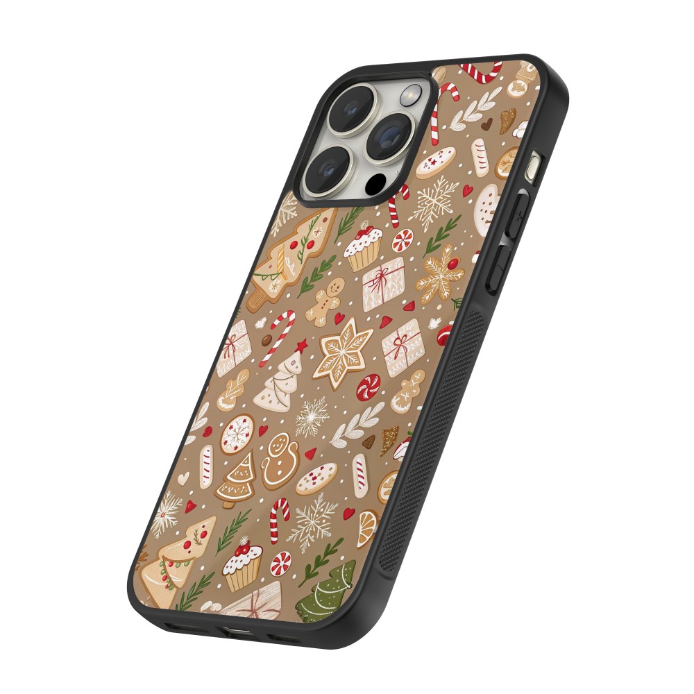 iPhone 16 Pro Max Case Hülle - Silikon schwarz Christmas 25 Pattern Ginger Cookie