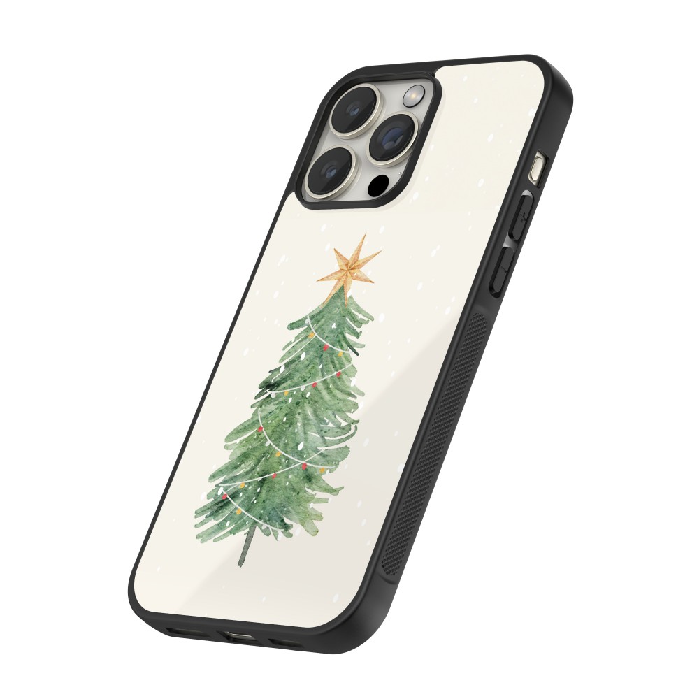 iPhone 16 Pro Max Case Hülle - Silikon schwarz Christmas 25 Sketch Tree