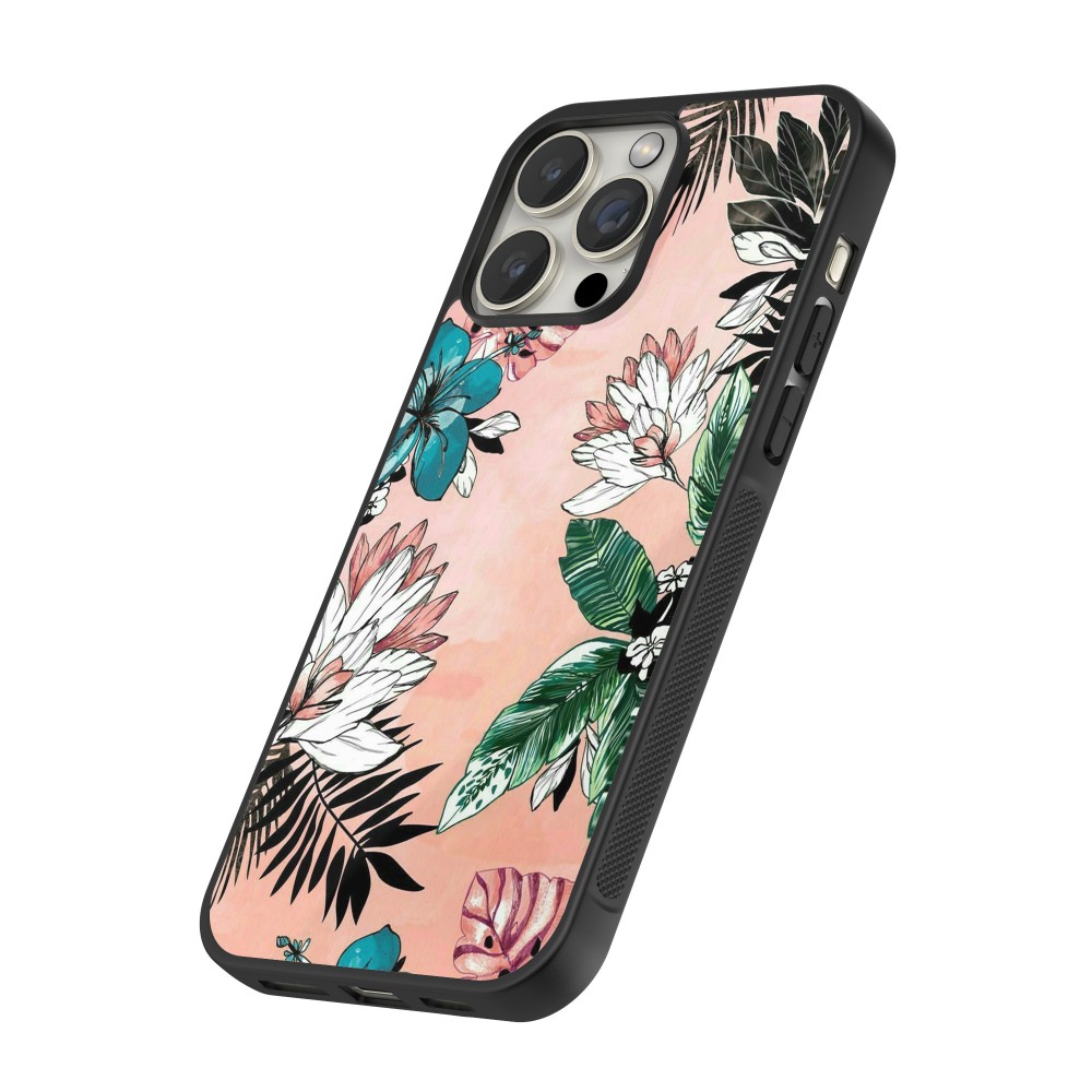 iPhone 16 Pro Max Case Hülle - Silikon schwarz Flowers Artprint