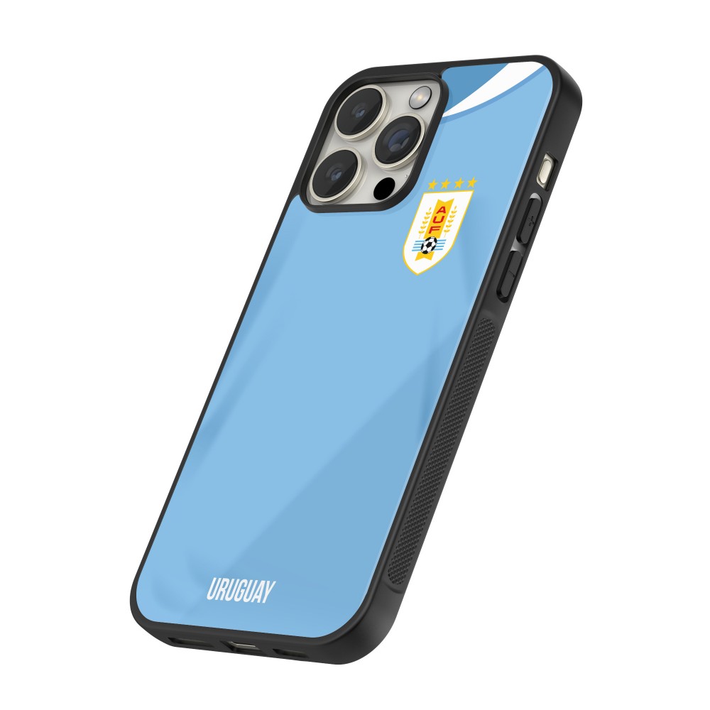 iPhone 16 Pro Max Case Hülle - Silikon schwarz Uruguay 2022 personalisierbares Fussballtrikot