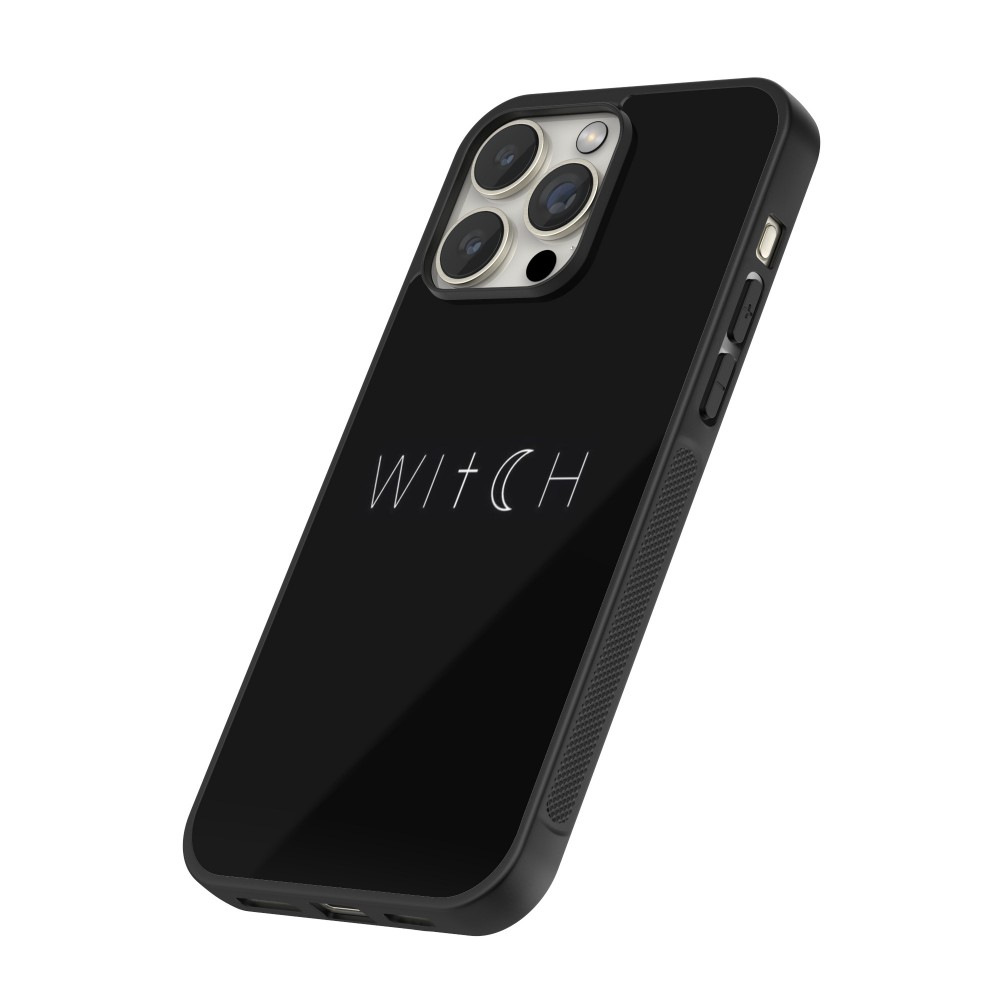 iPhone 16 Pro Max Case Hülle - Silikon schwarz Halloween 22 witch word