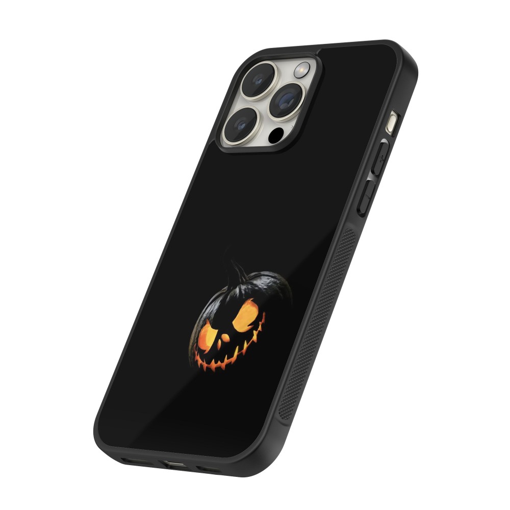 iPhone 16 Pro Max Case Hülle - Silikon schwarz Halloween 2023 discreet pumpkin