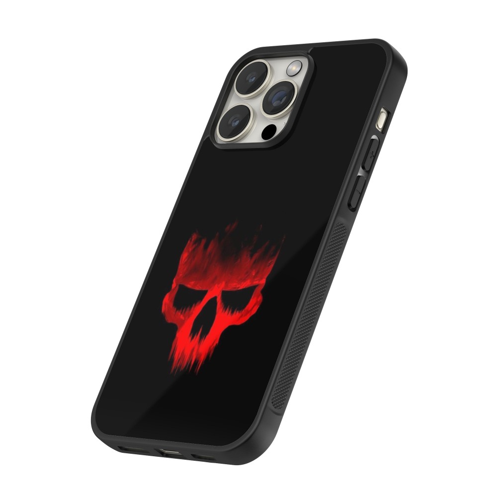 iPhone 16 Pro Max Case Hülle - Silikon schwarz Halloween 2023 scary skull
