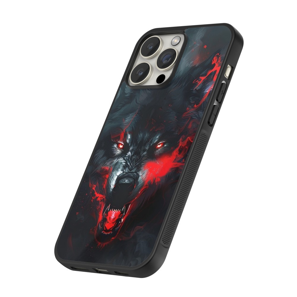 iPhone 16 Pro Max Case Hülle - Silikon schwarz Halloween 2024 mad werewolf