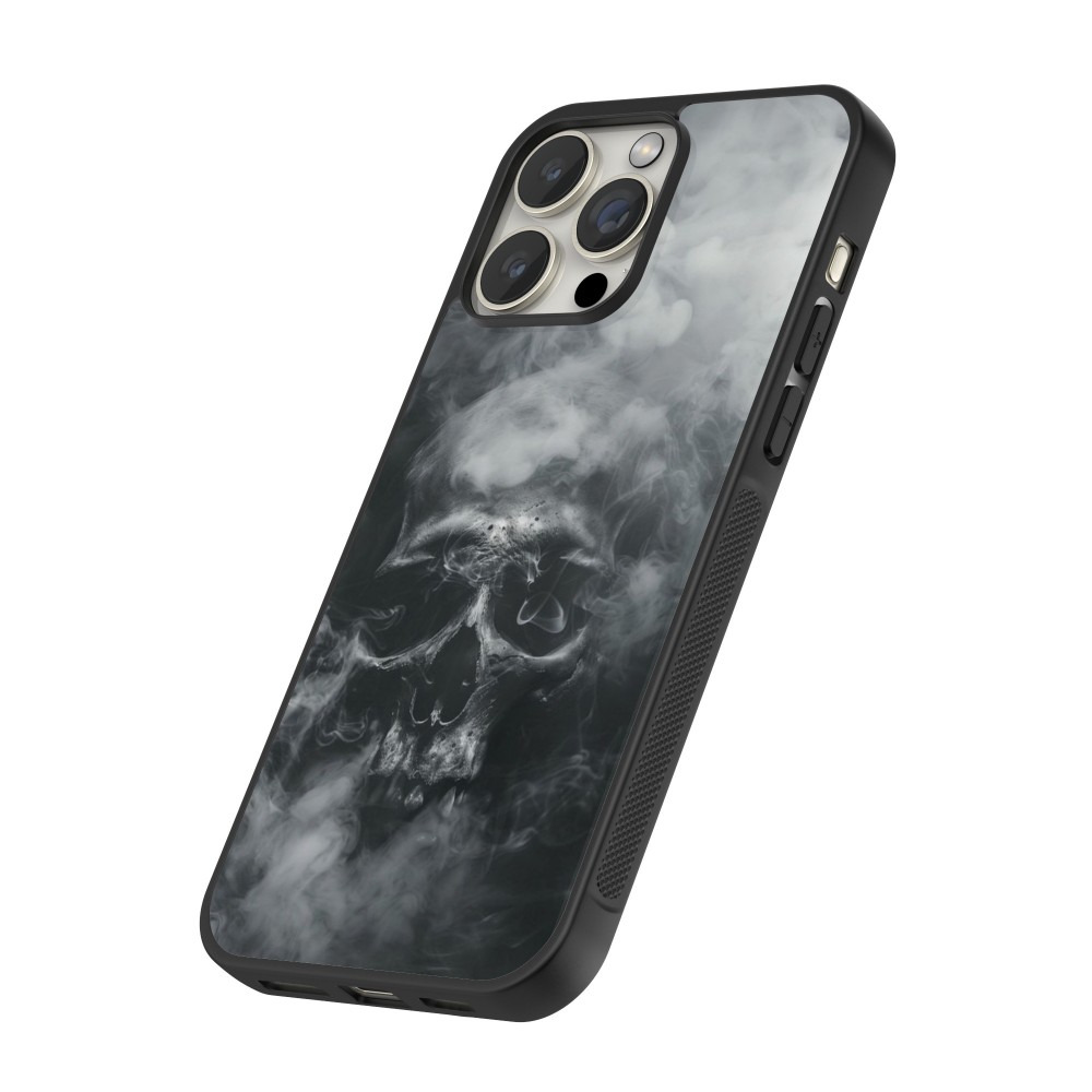 iPhone 16 Pro Max Case Hülle - Silikon schwarz Halloween 2024 smoky skull