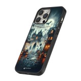 iPhone 16 Pro Max Case Hülle - Silikon schwarz Halloween Spukstadt