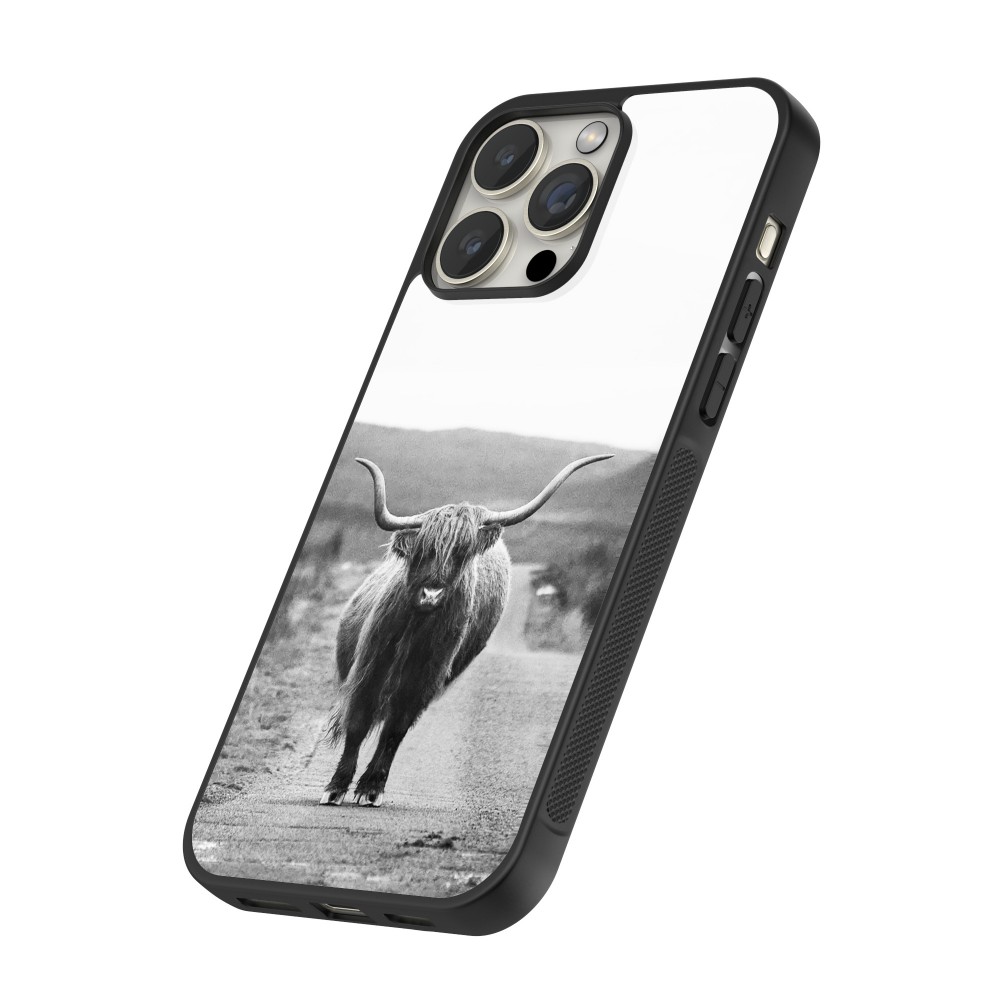 iPhone 16 Pro Max Case Hülle - Silikon schwarz Highland cattle