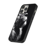 iPhone 16 Pro Max Case Hülle - Silikon schwarz Lion looking up
